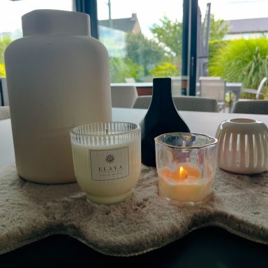Bougie ELAYA - Cire de soja Bougie verre irisé transparent